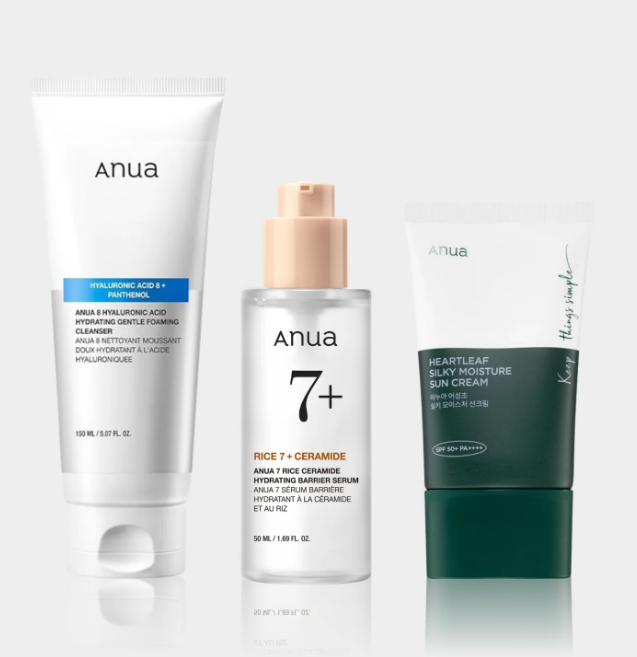 ANUA Hydration & Barrier Repair Skincare Kit – Cleanser, Serum & SPF